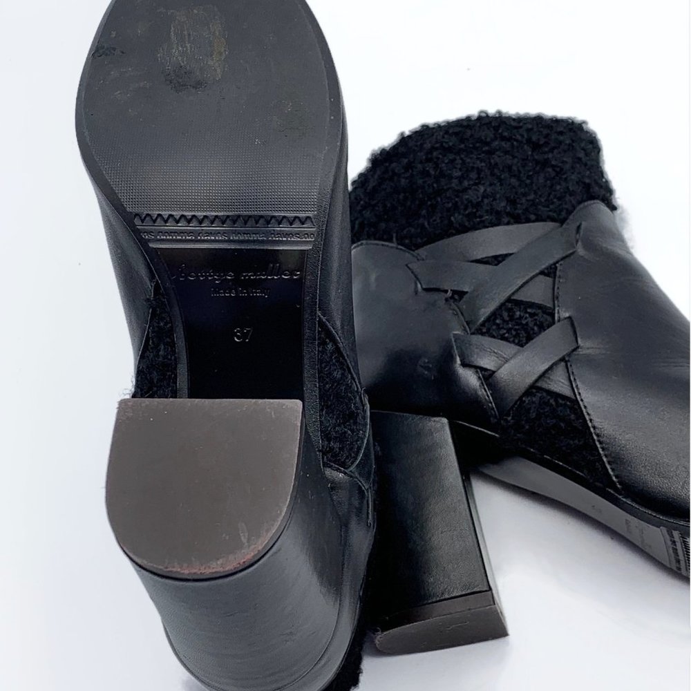 Shearling Cuff Leather Bootie- Made in Italy - Picture 6 of 6